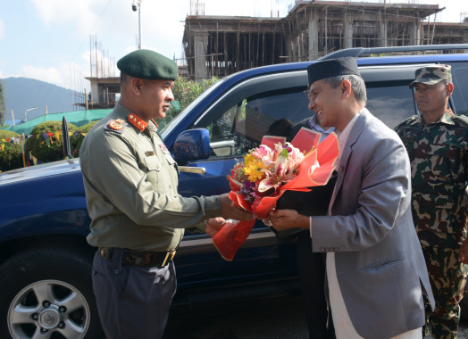 Group photos taken with Hon.Minster Aryal while visiting APF Headquarters